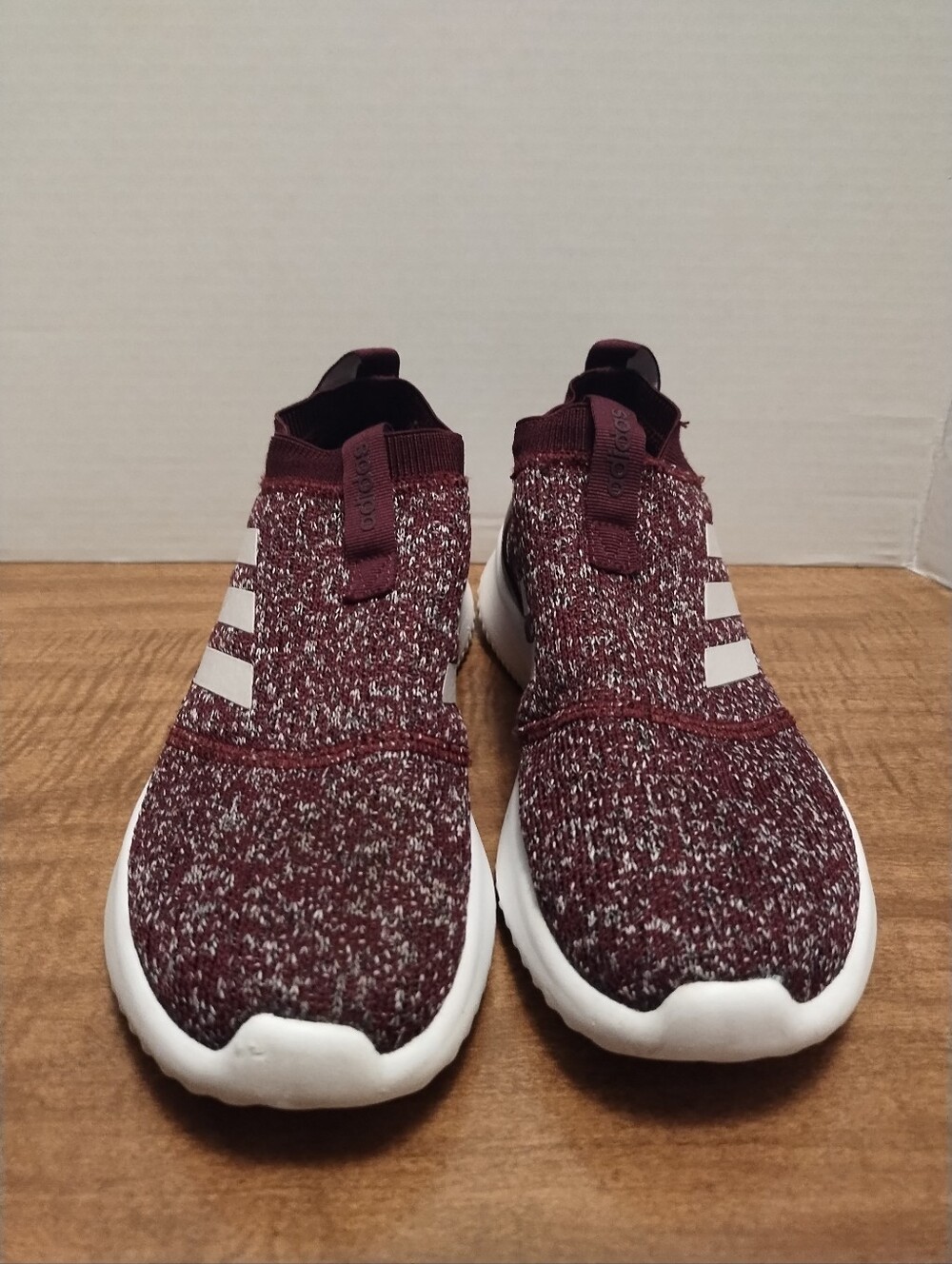 Adidas Women's Maroon Knit Slip-On Sneakers